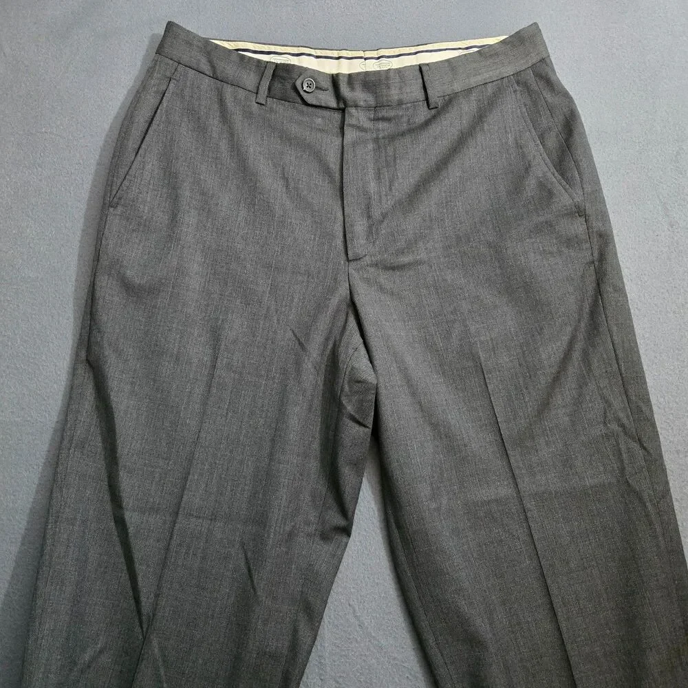 Talbots Men 33W (34X28.5) Gray 100% Wool Flat Front Cuffed Dress Pants